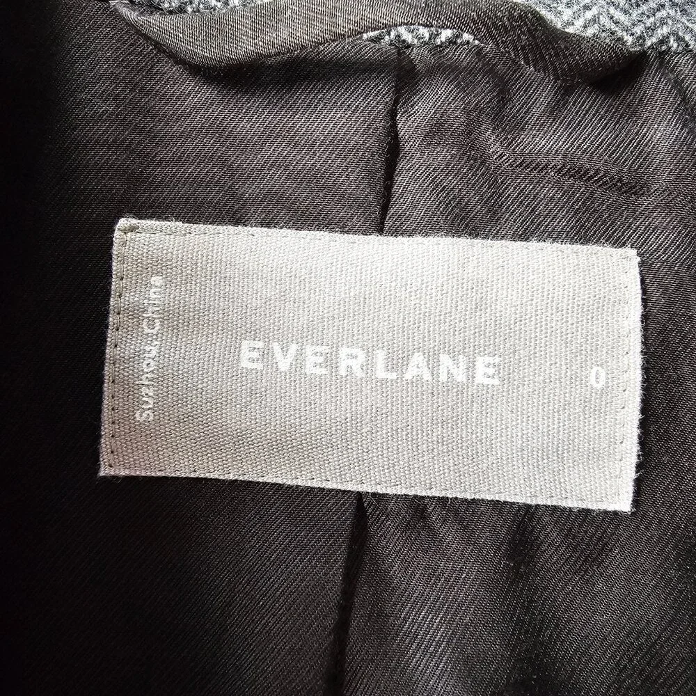 Everlane The Oversized Blazer Wool Gray Herringbone Boyfriend Fit Classic Sz 0 - Picture 9 of 16